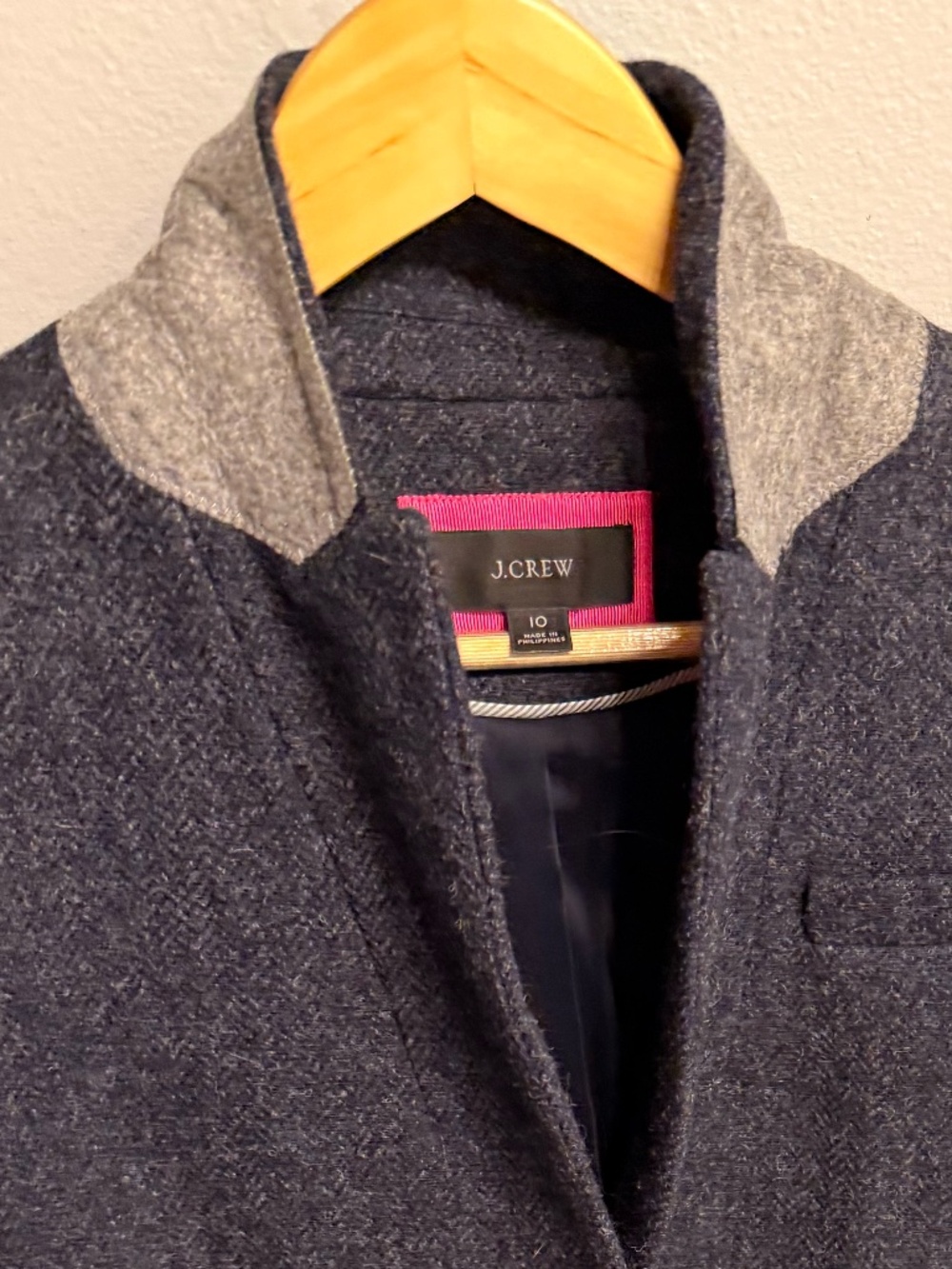 J. Crew Navy Herringbone Wool Blazer with Gold Buttons - Picture 10 of 14